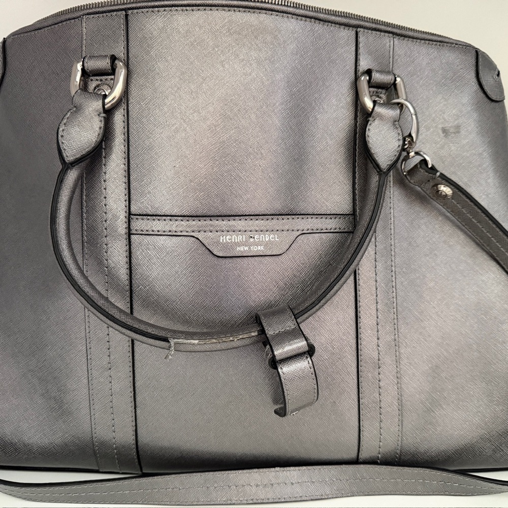 Henri Bendel Gray Satchel Silver Laptop/ Briefcase and COA